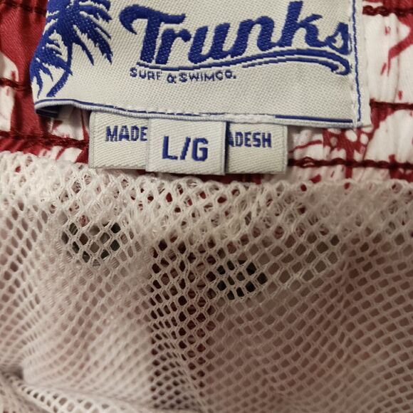 Trunks Surf and Swim Co. Men's Size LARGE Red Tropical FLORAL Swim Shorts NEW! - Picture 14 of 15